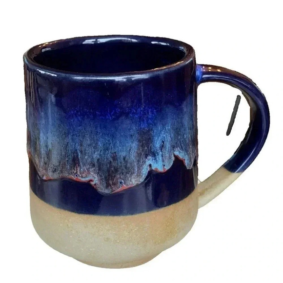 Vintage Studio Art Pottery Drip Glaze Mug Beautiful Handmade Blue - Picture 4 of 6